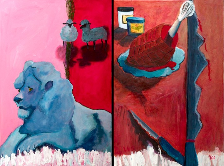 226, Spring.  Acrylic on Canvas 48" X 36" Diptych 
by Yvonne Callaway Smith