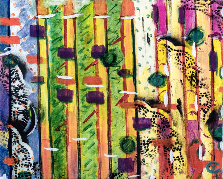 378 Trading Fours.   16" X 20" Acrylic on Canvas by Yvonne Callaway.