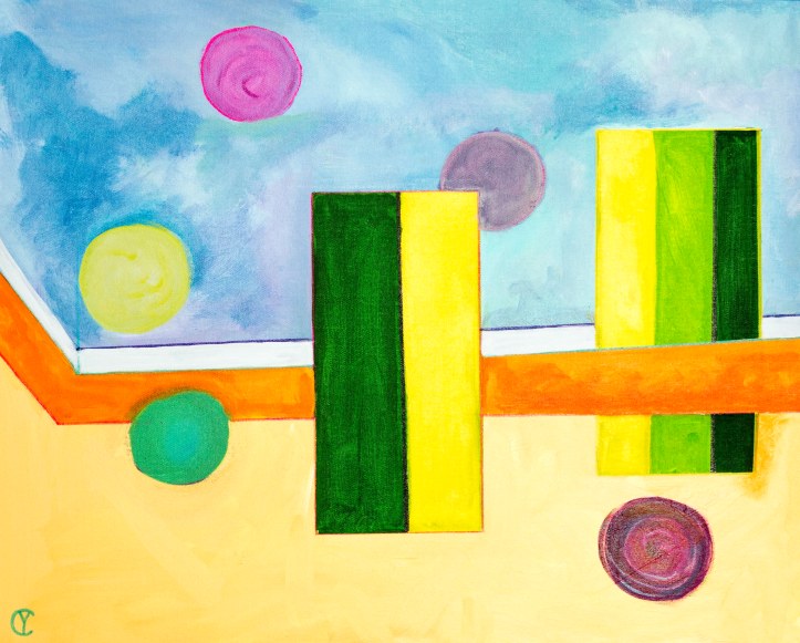 381 Dot Dot III.  24" X 30" Acrylic on Canvas by Yvonne Callaway.